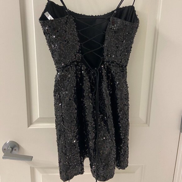Alison Sequin Corset Dress in Black - Picture 4 of 4
